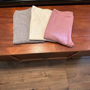 Free People Intimatley Womens Rose Cream Grey Cabled Sweater Leggins Size M